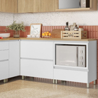 Armário de Cozinha Compacto 100% MDF Branco e Nature Balcão Armário Aéreo 4 Portas 5 Gavetas 190x228x52cm Rainha Nesher