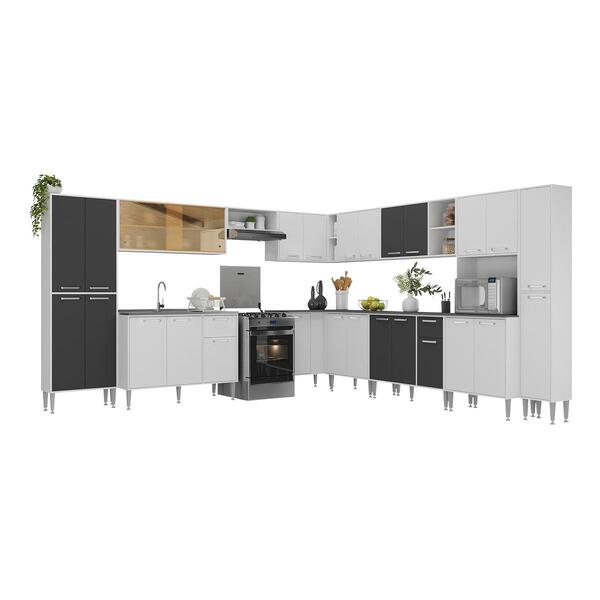 Armário De Cozinha Modulada 12 Pçs Com Balcão De Pia Siena Mu