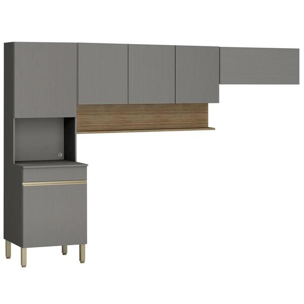 Armário De Cozinha Modulada 3 Peças Lina11 Z06 Gris/freijó -