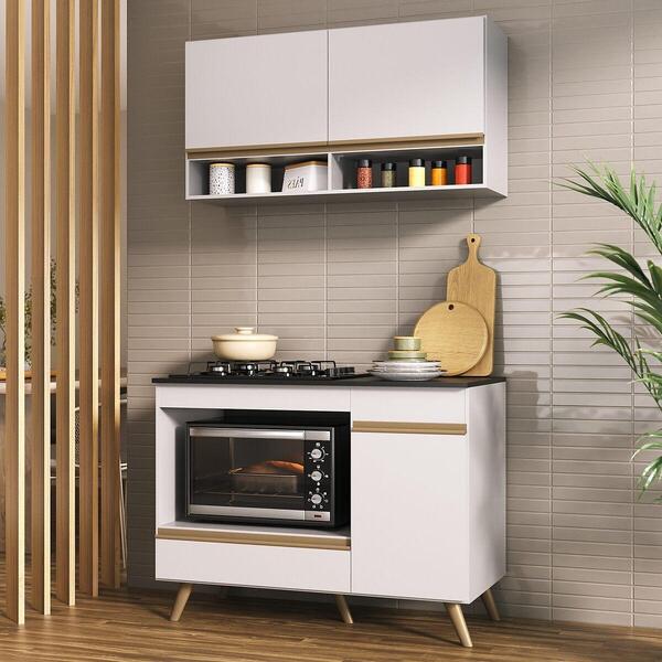 Armário De Cozinha Modulada Compacta 105cm Com Balcão Para Co