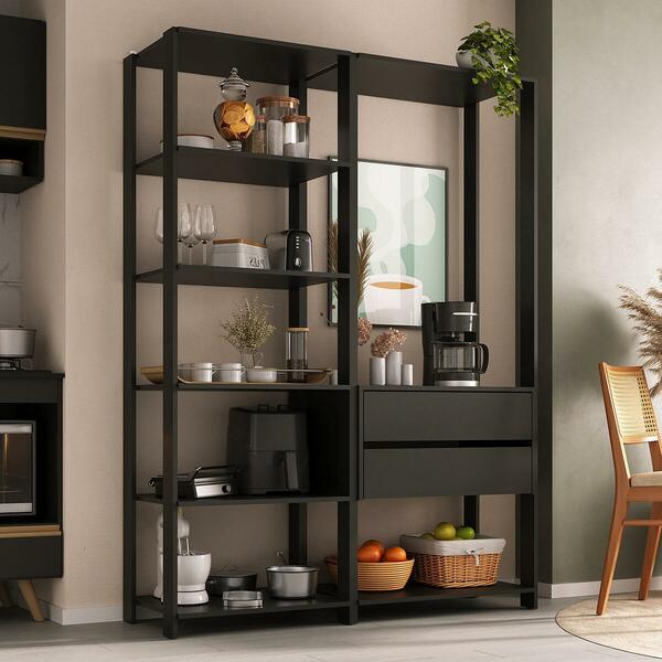 Armário De Cozinha Modulada Compacta 135cm 2 Peças Com 2 Gave