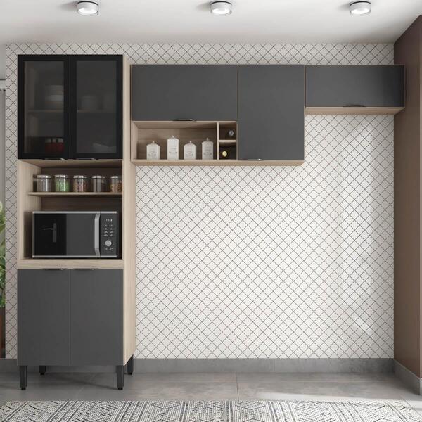 Armário De Cozinha Modulada Compacta 260cm 3 Pçs Multimóveis