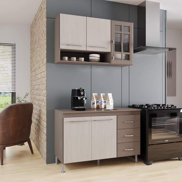 Armário de Cozinha Modulada Compacta Fidelitá Paris 2 Peças 1