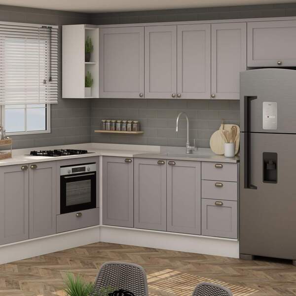 Armário De Cozinha Modulada Completa Em L 14 Peças 2 02x2 81m