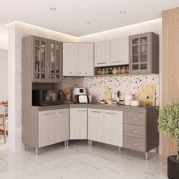 Armário de Cozinha Modulada Completa Fidelitá Paris 5 Peças 3