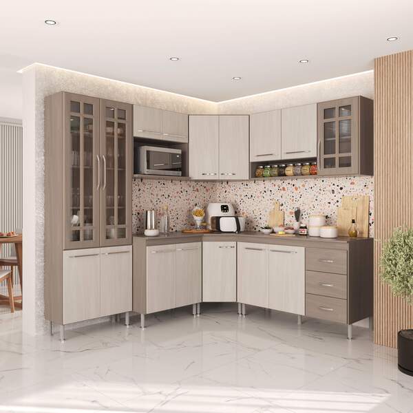 Armário de Cozinha Modulada Completa Fidelitá Paris 7 Peças 4