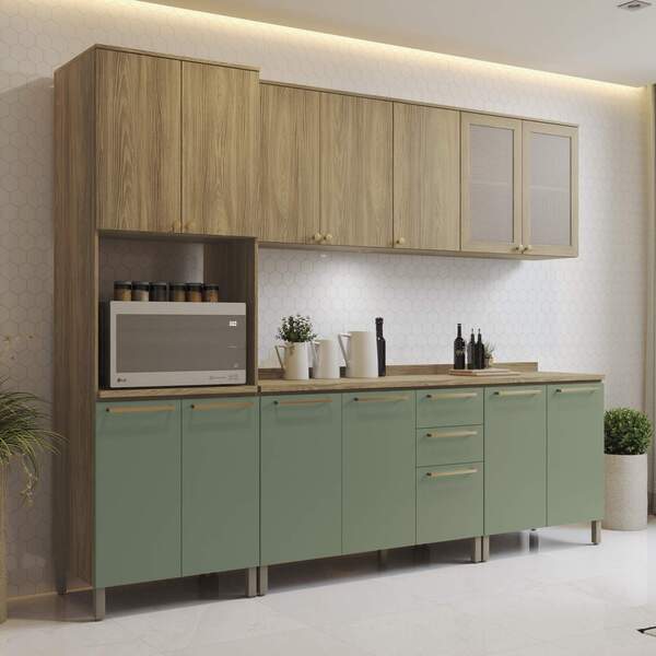 Armário De Cozinha Modulada Completa Reta 10 Peças 2 70m 295