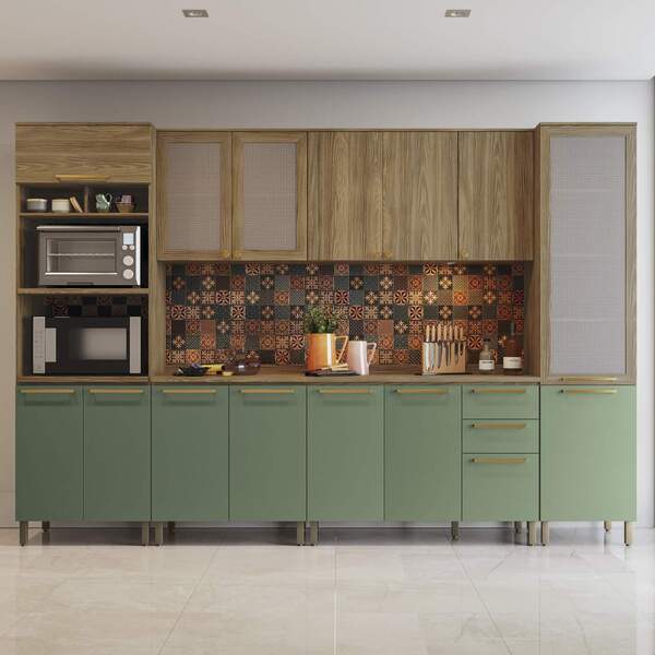 Armário De Cozinha Modulada Completa Reta 12 Peças 3 20m 259