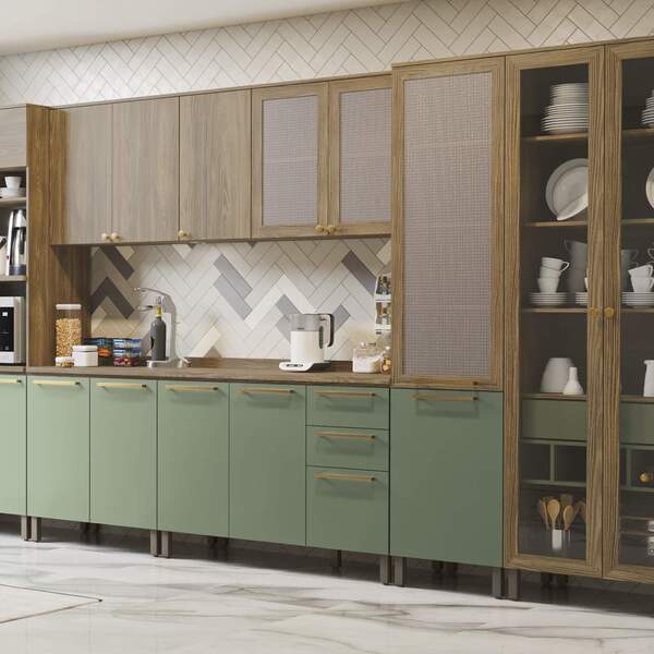 Armário De Cozinha Modulada Completa Reta 14 Peças 4 00m 282