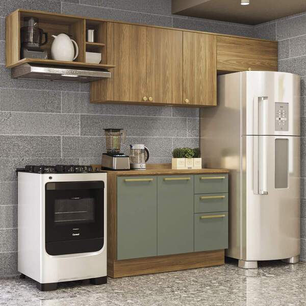 Armário De Cozinha Modulada Completa Reta 5 Peças 2 80m 229 B