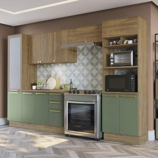 Armário De Cozinha Modulada Completa Reta 6 Peças 3 20m 246 B