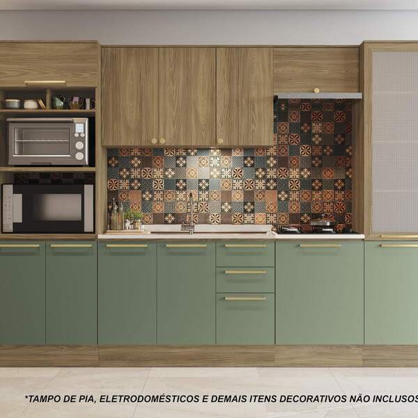 Armário De Cozinha Modulada Completa Reta 7 Peças 3 00m 305 B