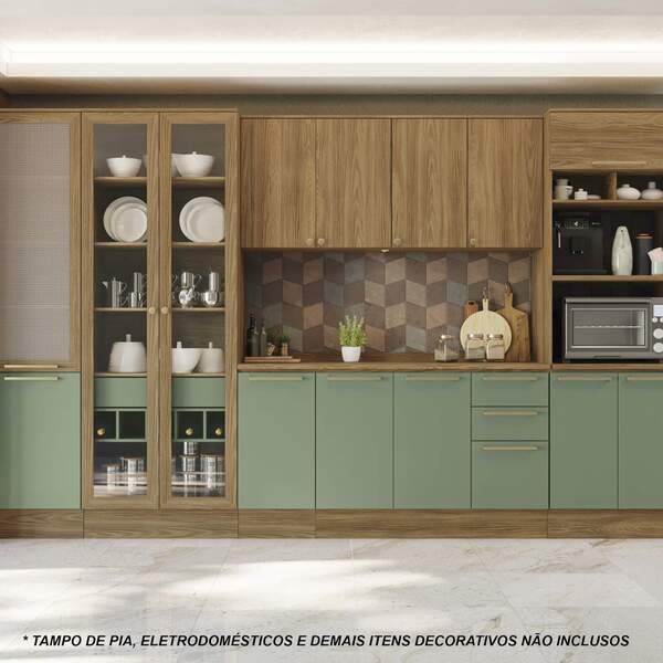 Armário De Cozinha Modulada Completa Reta 9 Peças 3 60m 212 B