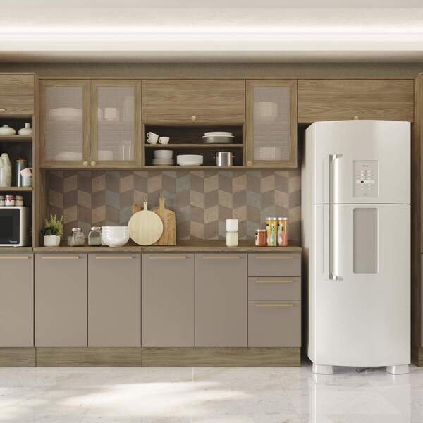 Armário De Cozinha Modulada Completa Reta 9 Peças 4 00m 247 B