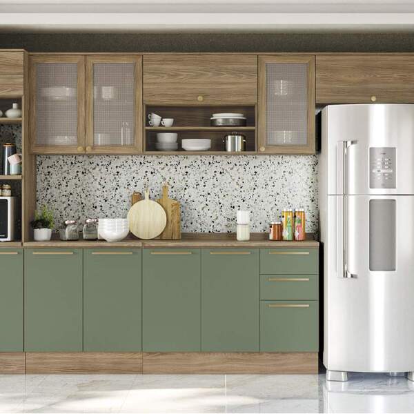 Armário De Cozinha Modulada Completa Reta 9 Peças 4 00m 290 B