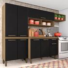 Armário De Cozinha Modulada Tieli 4 Peças Bor/preto - Móveis