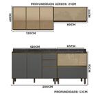 Armário De Cozinha Modulado 4 Peças Vidro Reflecta Amêndoa Ch