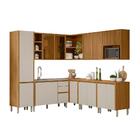 Armário De Cozinha Modulado 9 Peças Aéreo Ripado Nature Off W