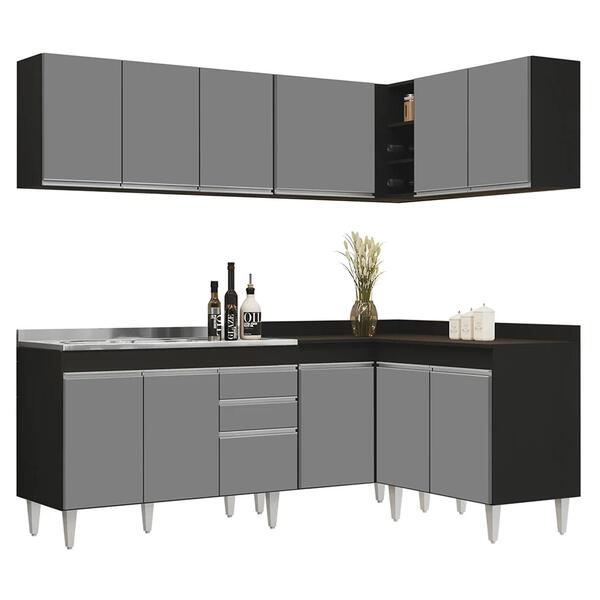 Armário De Cozinha Modulado De Canto 6 Peças Cp30 Com Pia Ino