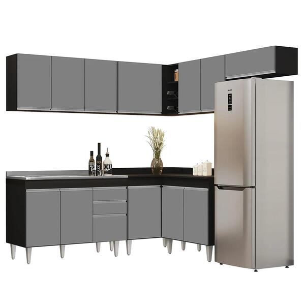 Armário De Cozinha Modulado De Canto 7 Peças Cp21 Com Pia Ino