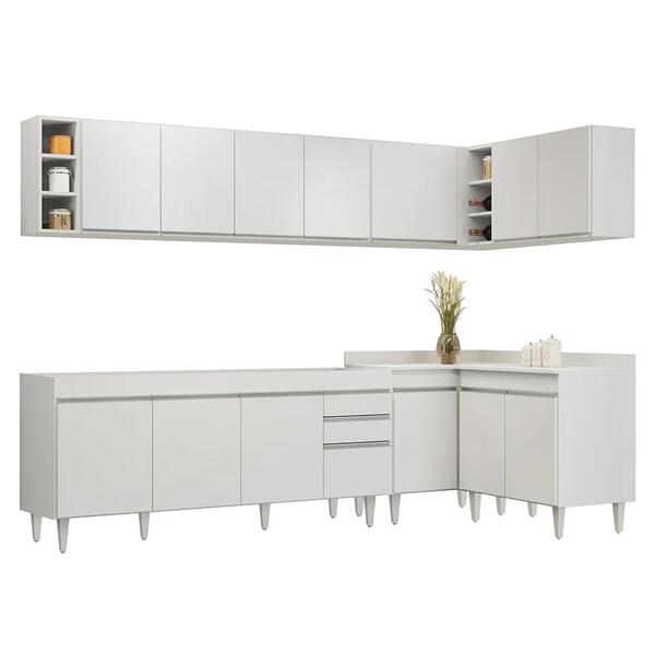 Armário De Cozinha Modulado De Canto 7 Peças Cp34 Balcão Sem