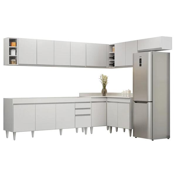 Armário De Cozinha Modulado De Canto 8 Peças Cp25 Balcão Sem