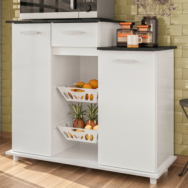 Armário De Cozinha Multiuso Bianca 2 Portas 1 Gaveta Branco -