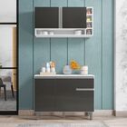 Armário De Cozinha Multiuso Com Tampo Vanessa Branco E Cinza