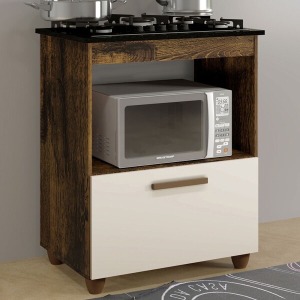 Armário De Cozinha Para Cooktop Salvia 1 Porta Ypê/off White