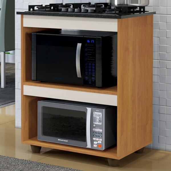 Armário De Cozinha Para Cooktop Turim Nature/off White - Kaik