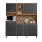 Armário De Cozinha Pequeno 7 Portas 2 Gavetas Montana Grafite