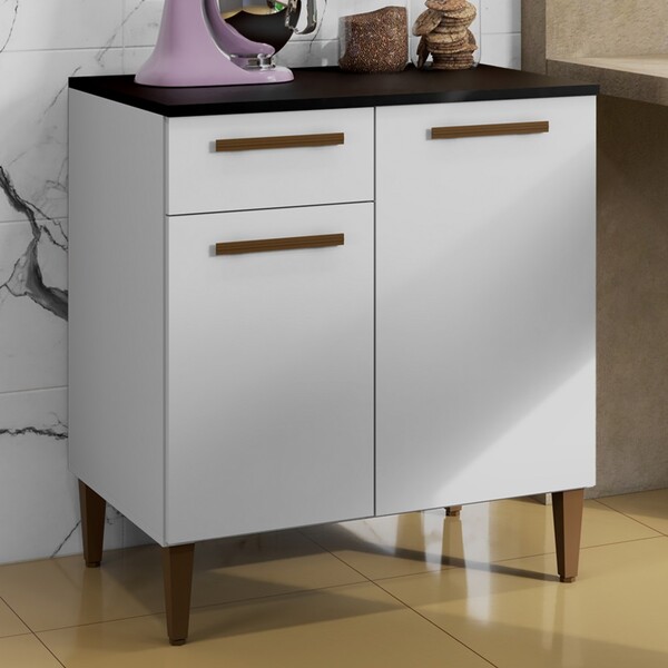 Armário De Cozinha Porto Alegre 2 Portas 1 Gaveta Branco - Ka