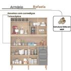 Armário De Cozinha Rafaela 1,43m 7 Portas Amêndoa Grafite