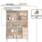 Armário De Cozinha Rafaela 1,43m 7 Portas Amêndoa Off White