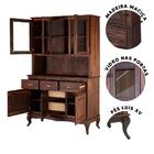 Armário De Cozinha Rústico Madeira Maciça Portas Em Vidro Imb