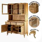 Armário De Cozinha Rústico Madeira Maciça Portas Em Vidro Mel