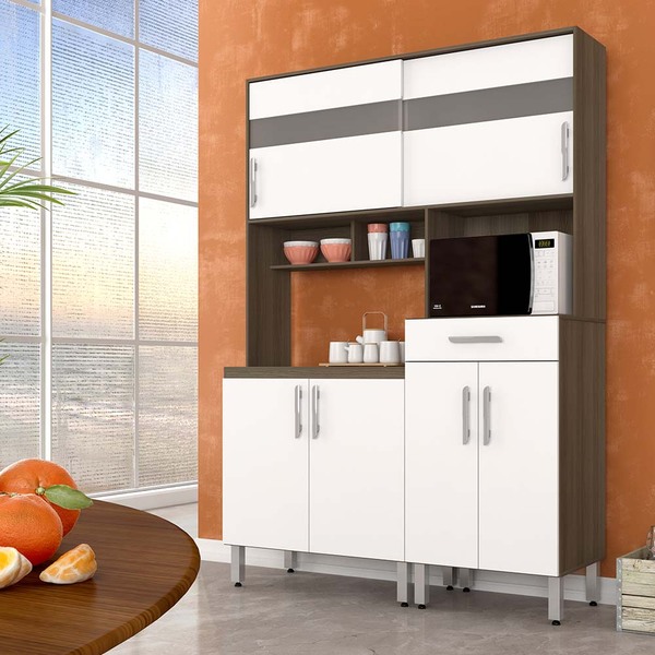 Armário De Cozinha Tália 6 Portas 1 Gaveta Terraro/branco M.a