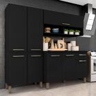 Armário De Cozinha Tieli 3 Peças Preto Fosco - Móveis Arapong