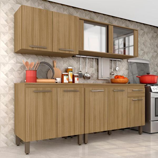 Armário De Cozinha Tieli 4 Peças Com Vidro Boreal - Móveis Ar