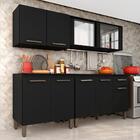 Armário De Cozinha Tieli 4 Peças Com Vidro Preto - Móveis Ara