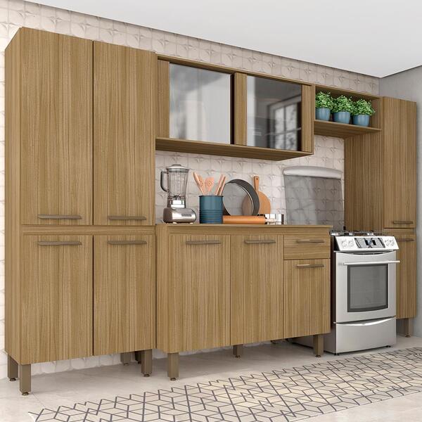 Armário De Cozinha Tieli 5 Peças Com Vidro Boreal - Móveis Ar