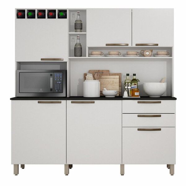 Armário De Cozinha Topázio 6 Portas E 2 Gavetas Sallêto Branco