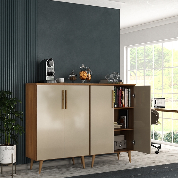 Armário De Escritório 4 Portas Apolo Cinamomo/off White - Mov