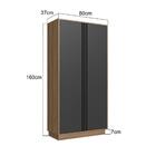 Armário De Escritório Alto Com 2 Portas 80x37x160cm Mel Grafi