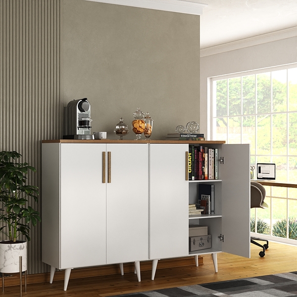 Armário De Escritório Apolo 4 Portas Branco/cinamomo - Moville