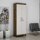 Armário De Escritório Asteca 2 Pt Ipê E Branco