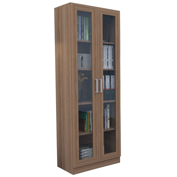 Armário De Escritório Com Portas De Vidro Office Castanho