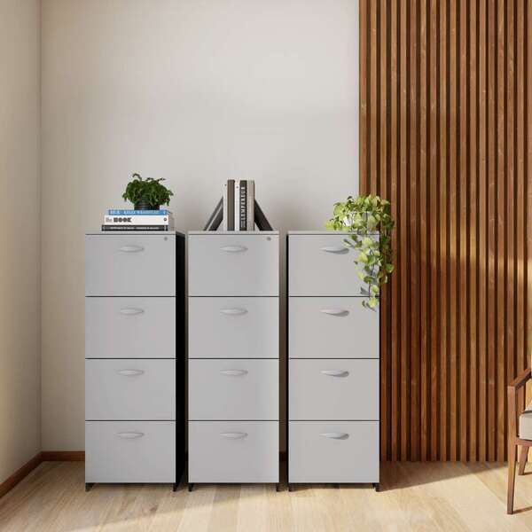 Armário De Escritório Liberty 4 Gv Preto E Cinza