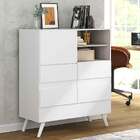 Armário De Escritório Ravi 1 Porta 4 Gavetas Branco - Moville