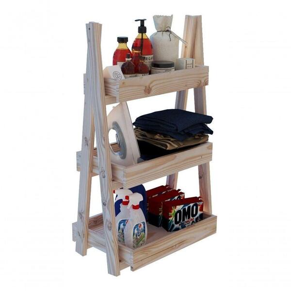 Armário De Madeira Para Lavanderia Com Prateleira Pinus